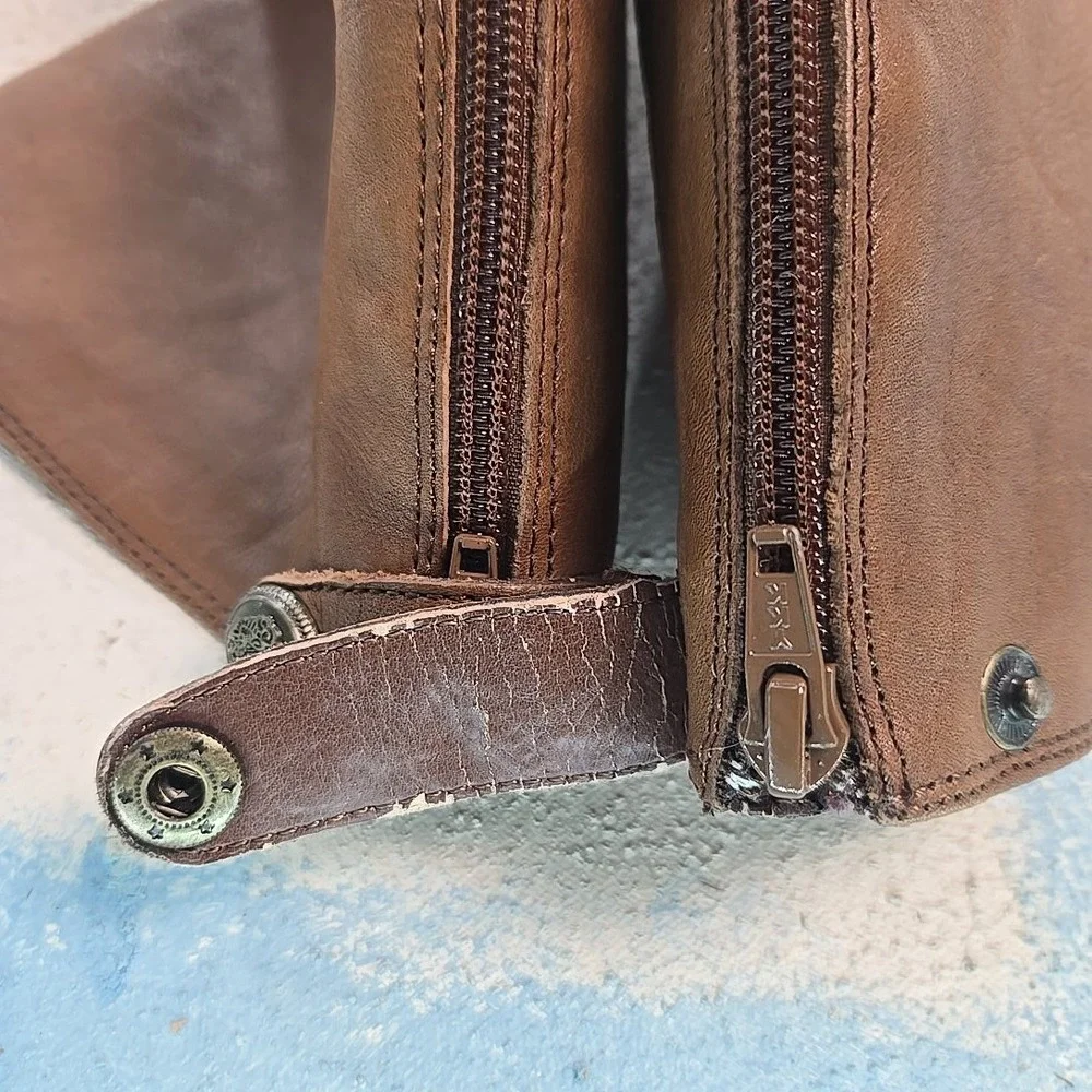 ARTURO CHIANG Women's Size 6 Brown Leather Tall Riding Boots Brass Buttons‎ GUC